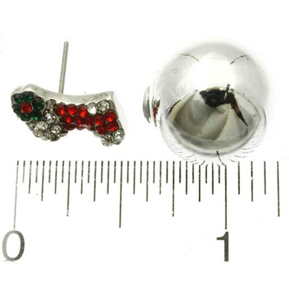 Crystal Christmas Stocking Reversible Stud Earrings - Picture 3 of 3